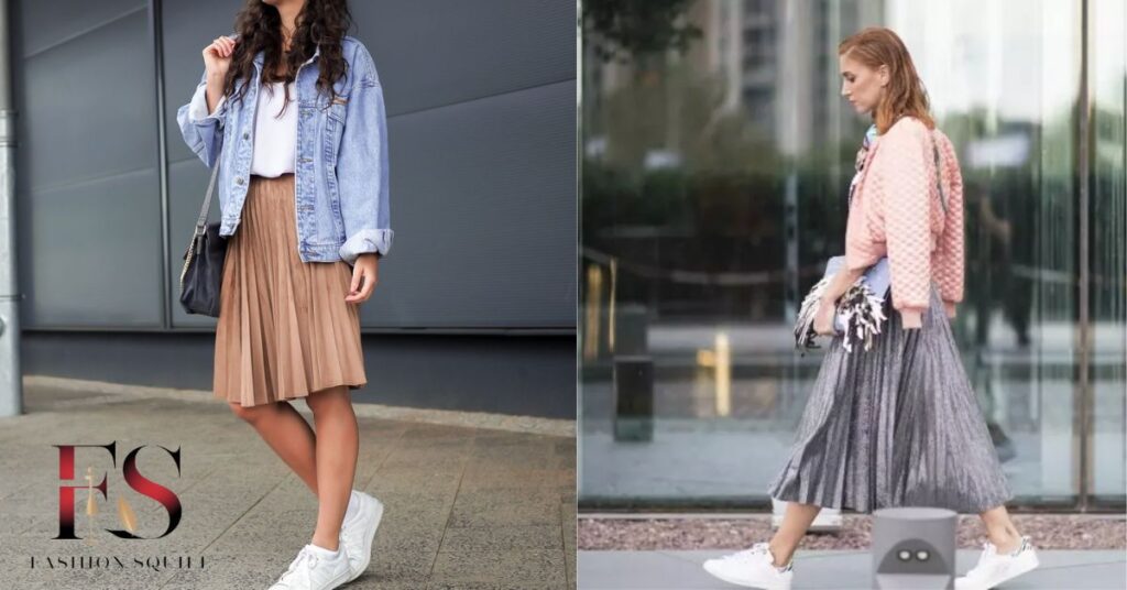 Can you wear sneakers with pleated skirts?